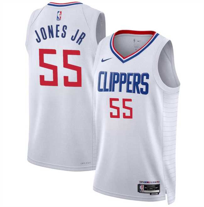 Men%27s Los Angeles Clippers #55 Derrick Jones Jr White Association Edition Stitched Jersey Dzhi